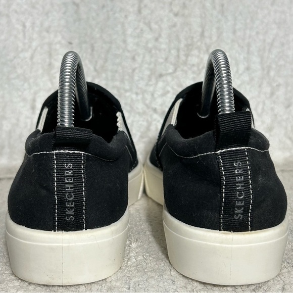 Skechers Womens Black Poppy 2.0 Canvas Casual Slip On Sneakers Shoes SZ 9.5 - Picture 4 of 11